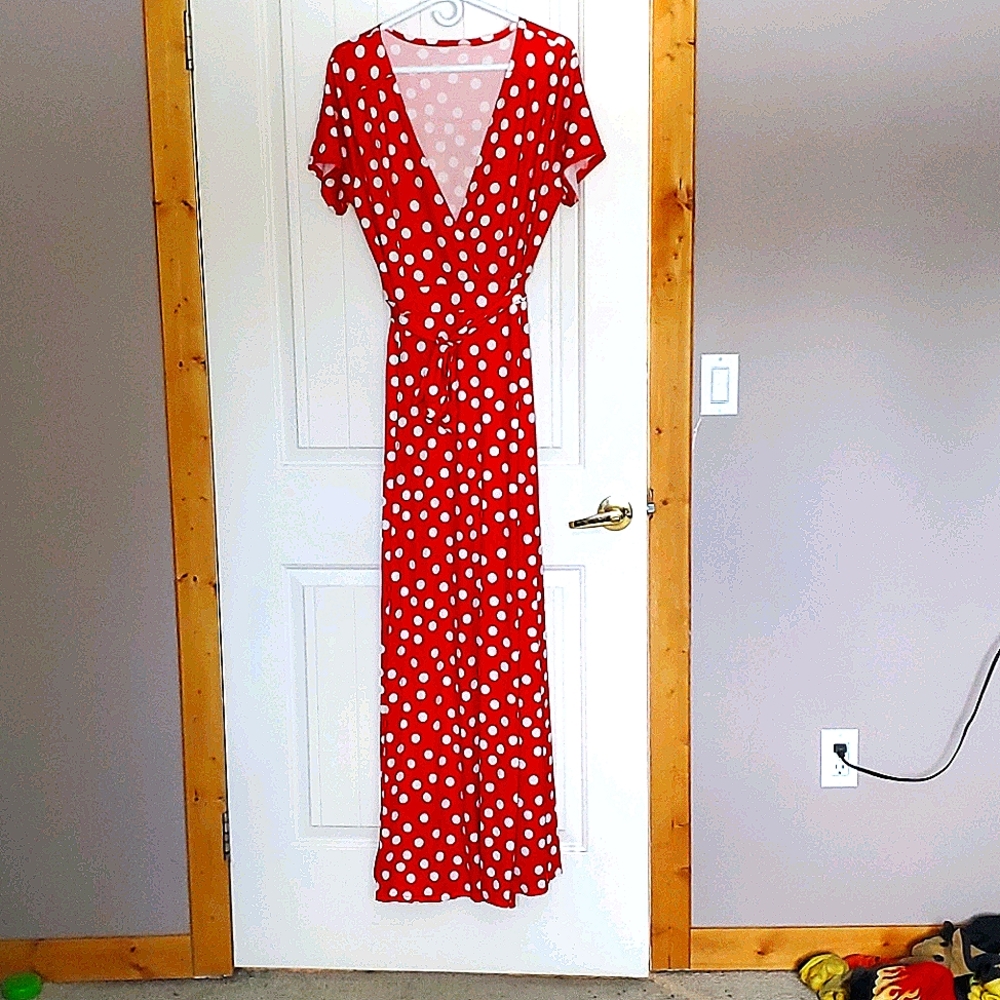 Red and white dress